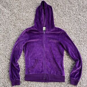 Vintage Juicy Couture Tracksuit Jacket Hoodie Womens S Purple Velour McBling Y2K